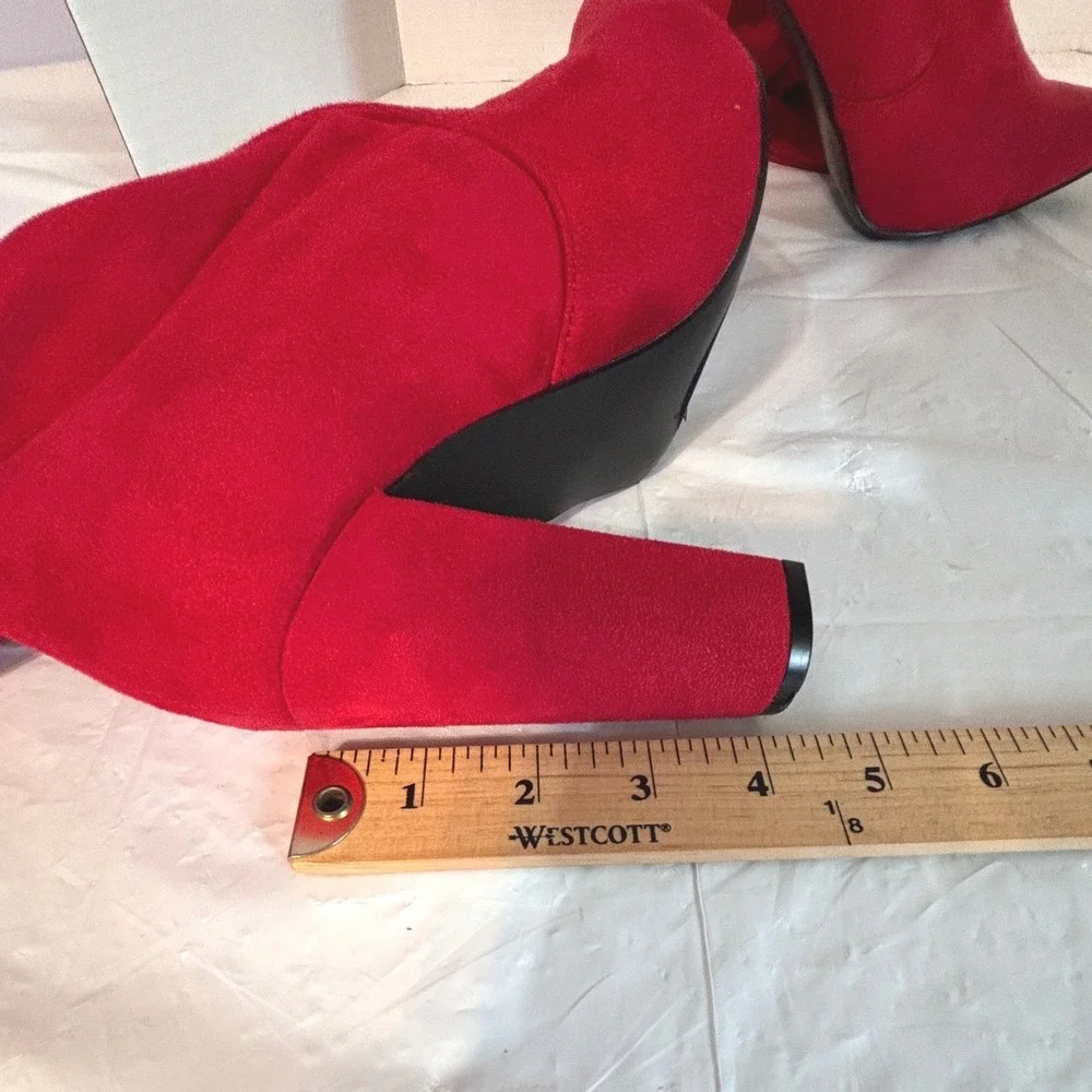 Red Over Knee Thigh High Pull On Boots 24